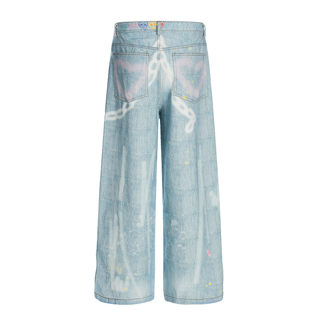 Baggy Jeans Men Wide Leg Print Graffiti Y2K Streetwear