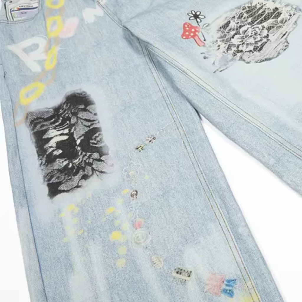 Baggy Jeans Men Wide Leg Print Graffiti Y2K Streetwear