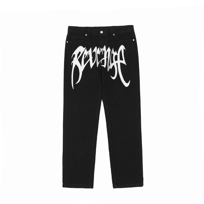 Baggy Jeans Revenge Graphic - Men Wide Leg Streetwear Y2K