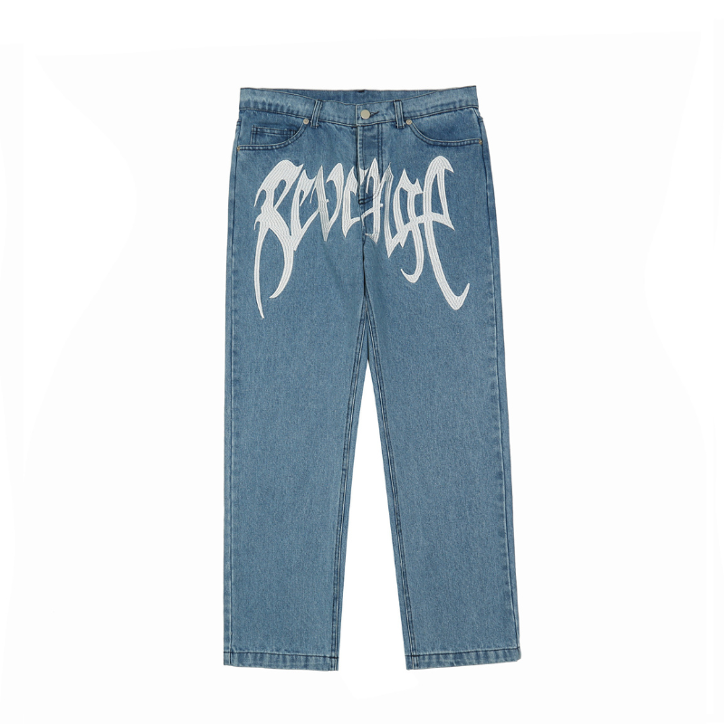 Baggy Jeans Revenge Graphic - Men Wide Leg Streetwear Y2K