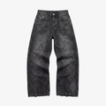 Baggy Jeans Wide Leg - Flared Embroidered Denim-Tithesource-Black-S-