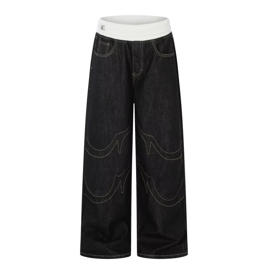 Baggy Jeans Women Black Wide Leg Low Rise Denim