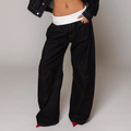 Baggy Jeans Women Black Wide Leg Low Rise Denim