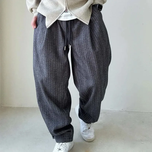 Baggy Pants Men Barrel Wide Leg Striped Streetwear