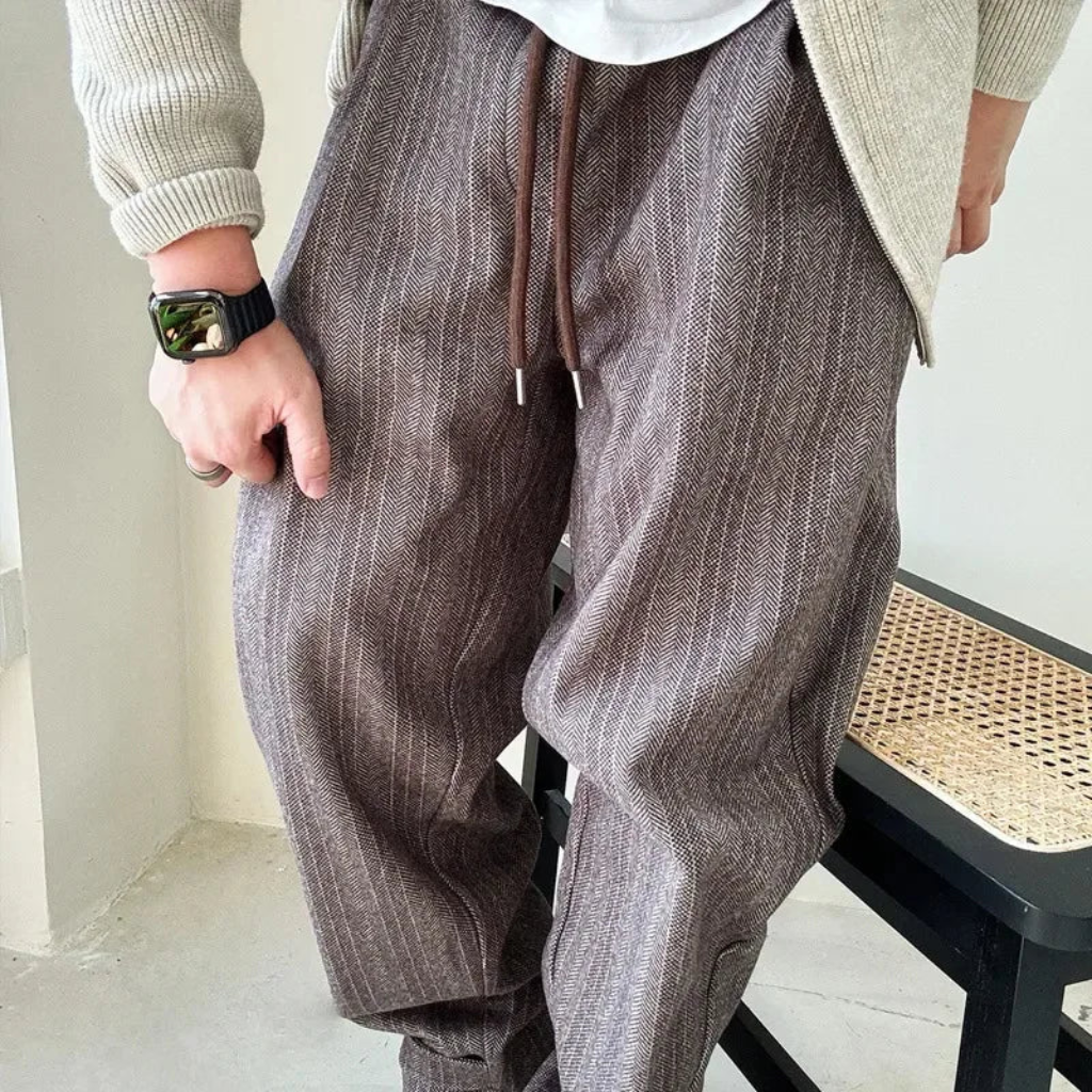 Baggy Pants Men Barrel Wide Leg Striped Streetwear