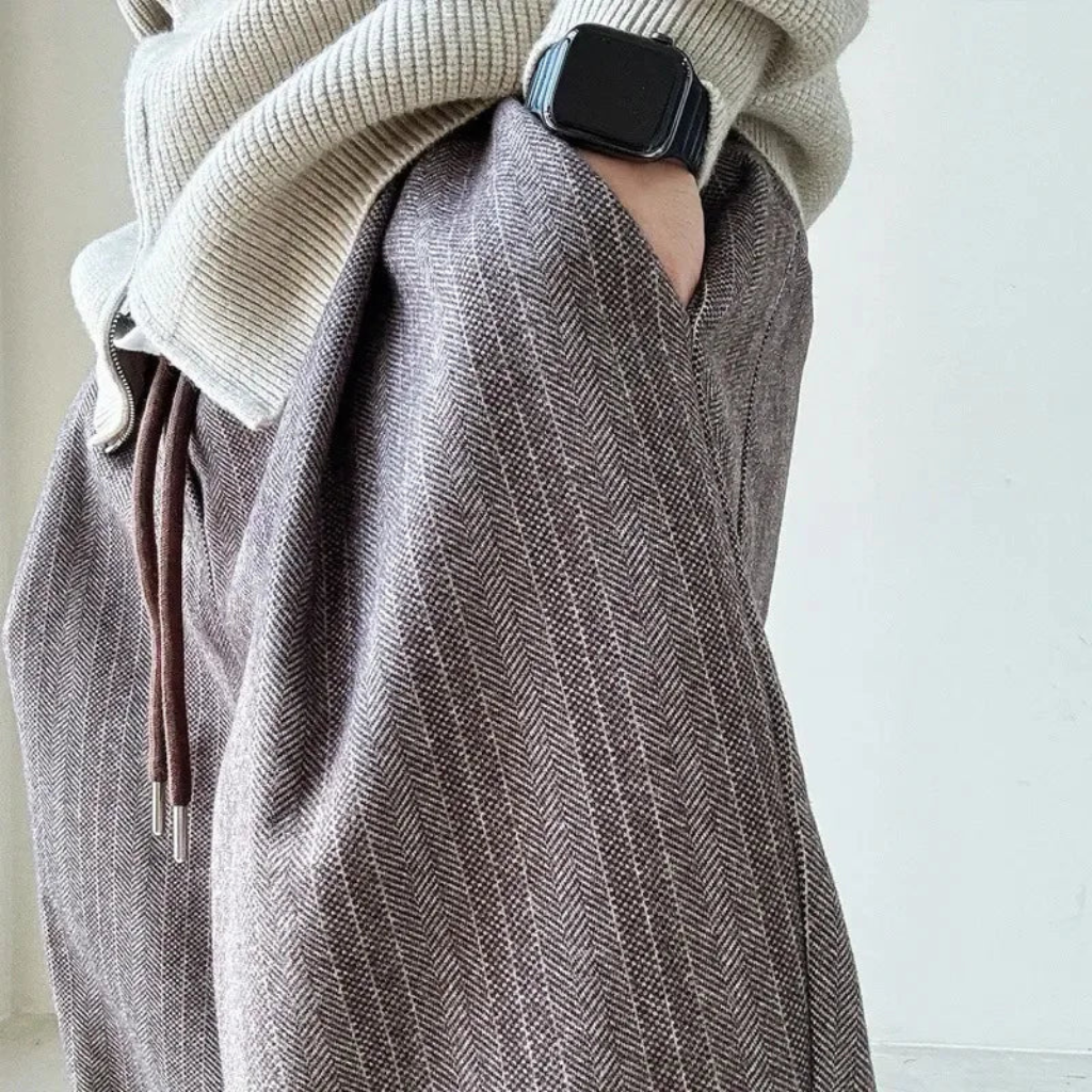 Baggy Pants Men Barrel Wide Leg Striped Streetwear