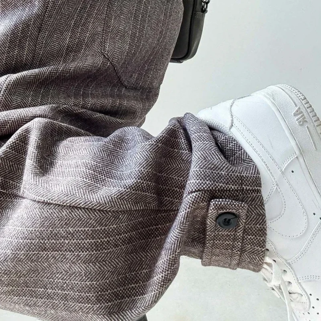 Baggy Pants Men Barrel Wide Leg Striped Streetwear