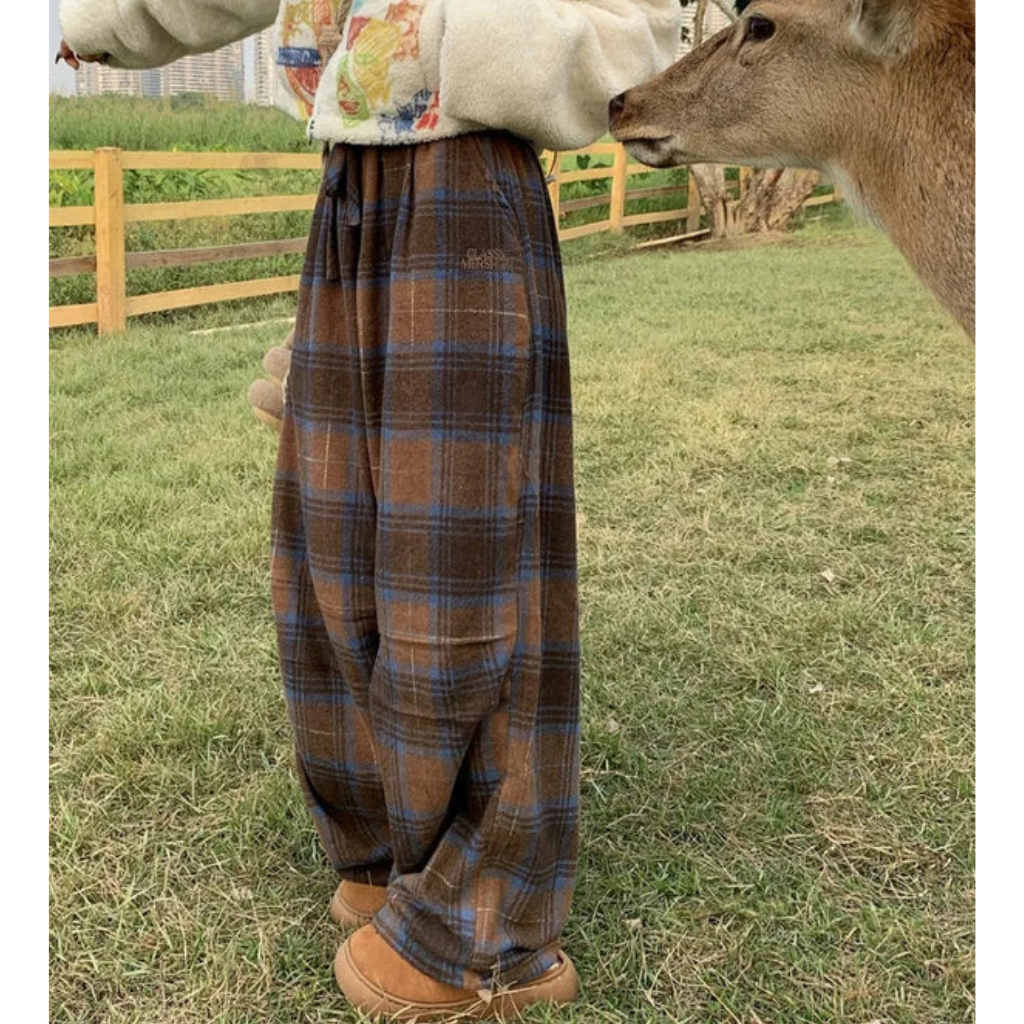 Baggy Sweatpants Women - Oversized Plaid Y2K Joggers-Tithesource-