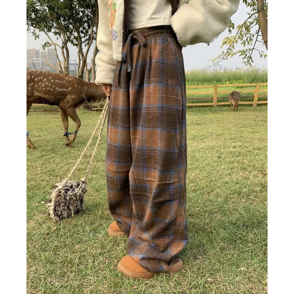 Baggy Sweatpants Women - Oversized Plaid Y2K Joggers-Tithesource-