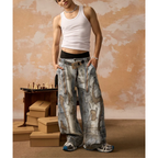 Barrel Jeans Men Washed Baggy Wide Leg Ripped Denim