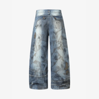 Barrel Jeans Men Washed Baggy Wide Leg Ripped Denim