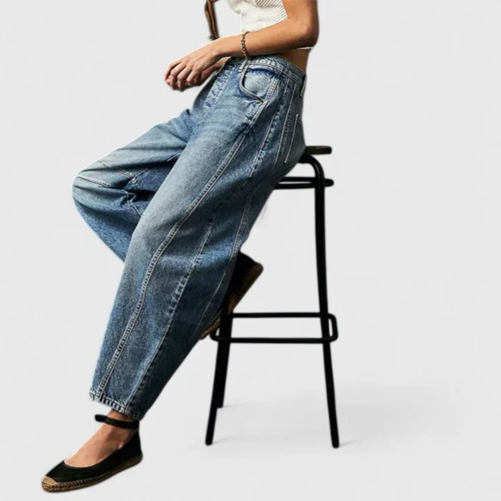 Barrel Jeans Women High Waist Wide Leg Denim
