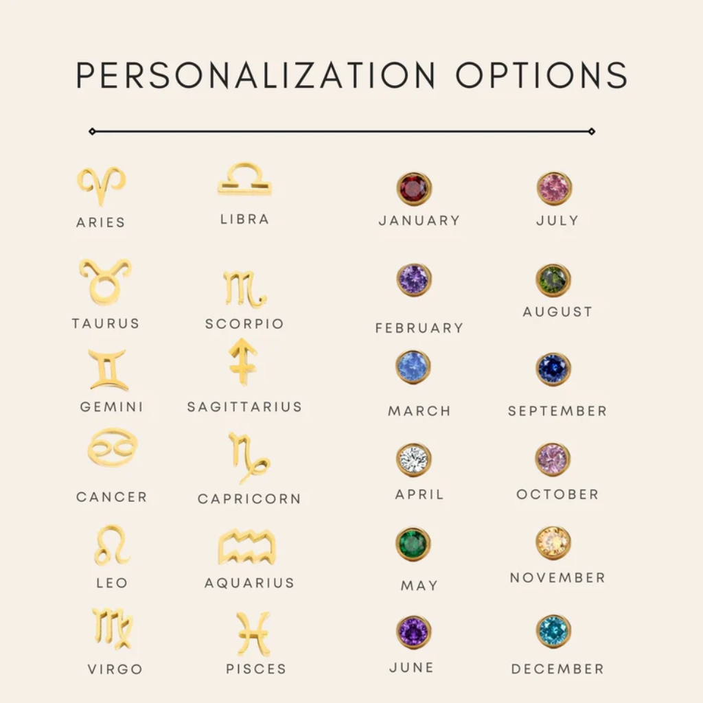 Birthstone Zodiac Gold Necklace Women