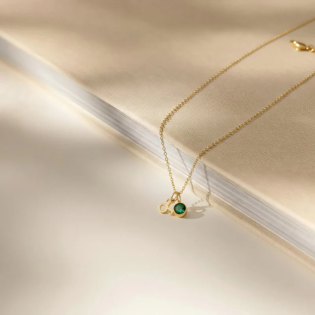 Birthstone Zodiac Gold Necklace Women