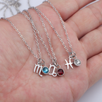 Birthstone Zodiac Silver Necklace Women