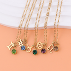 Birthstone Zodiac Gold Necklace Women