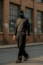Black Baggy Jeans - Japanese Print Wide Leg Denim-Tithesource-