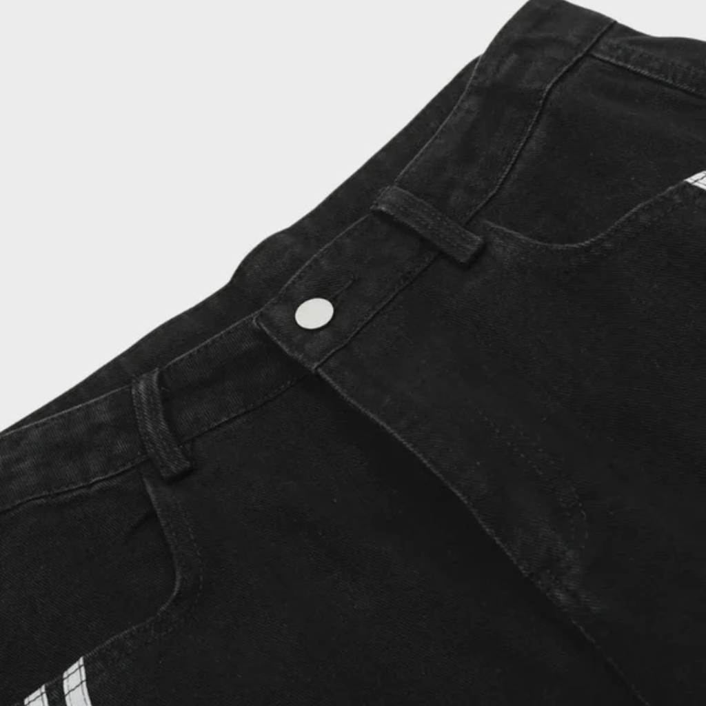 Black Baggy Jeans - Wide Leg Denim-Tithesource-