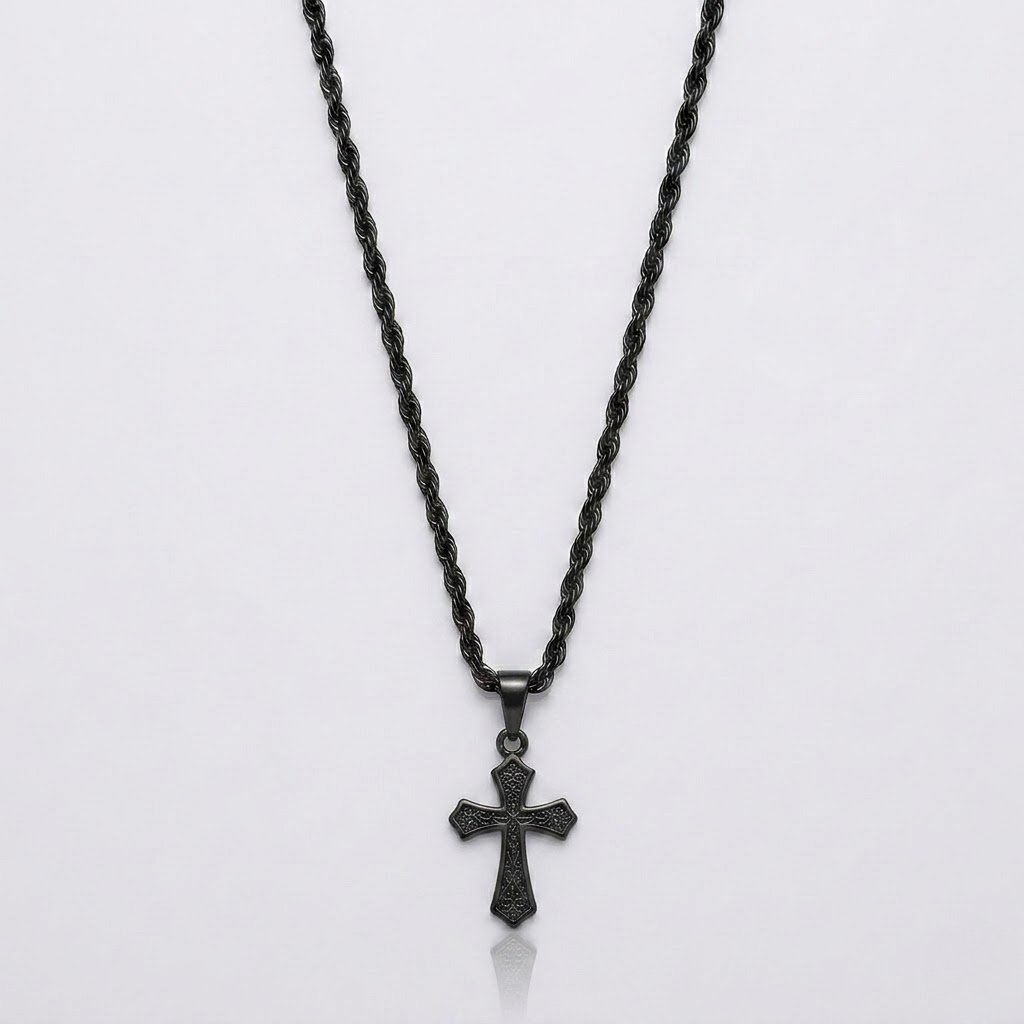 Black Cross Hip Hop Pendant Necklace | Stainless Steel