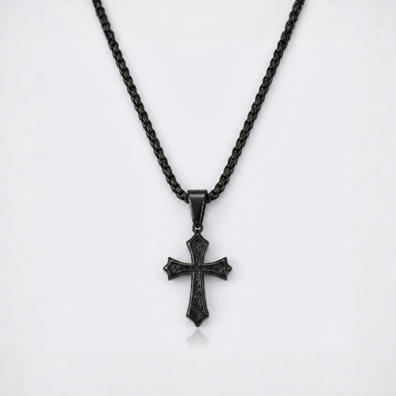 Black Cross Hip Hop Pendant Necklace | Stainless Steel