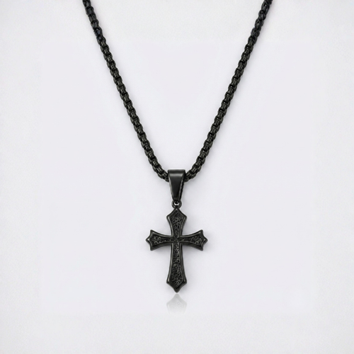 Black Cross Hip Hop Pendant Necklace | Stainless Steel