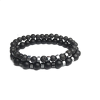 Black Lava Stone Beaded Bracelet Men - Onyx Double Layered