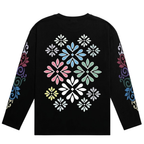 Long Sleeve Graphic Tee Shirt Mens Oversized Floral Ornament Sleeve Print