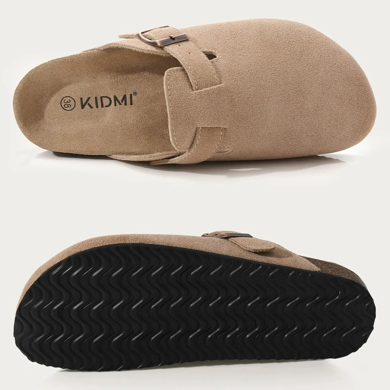 Boston Suede Clogs - Ergonomic Cork Footbed Platform Clogs-Tithesource-