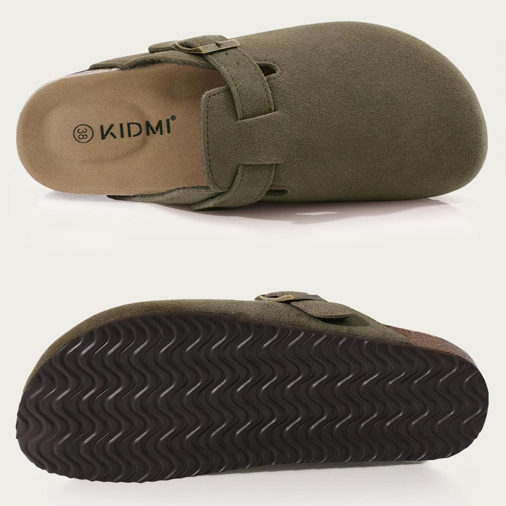 Boston Suede Clogs - Ergonomic Cork Footbed Platform Clogs-Tithesource-