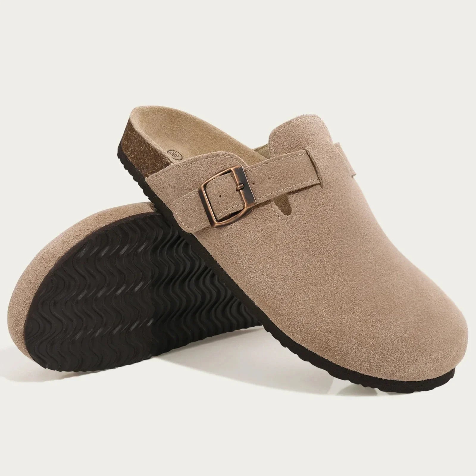 Boston Suede Clogs - Ergonomic Cork Footbed Platform Clogs-Tithesource-