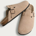 Boston Suede Clogs - Ergonomic Cork Footbed Platform Clogs-Tithesource-Beige-6-