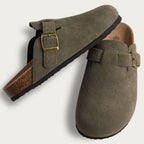 Boston Suede Clogs - Ergonomic Cork Footbed Platform Clogs-Tithesource-Green-6-