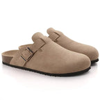 Boston Suede Clogs - Ergonomic Cork Footbed Platform Clogs-Tithesource-