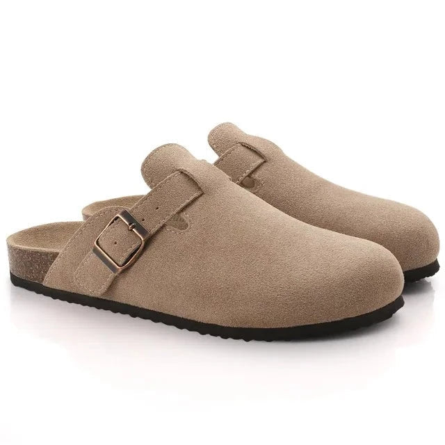 Boston Suede Clogs - Ergonomic Cork Footbed Platform Clogs-Tithesource-