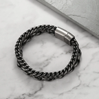 Bracelet Men Stainless Steel Double Layer Chain Beaded