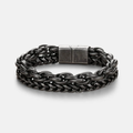 Bracelet Men Stainless Steel Double Layer Chain Beaded