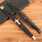 Braided Cross Leather Bracelet Mens-Tithesource-