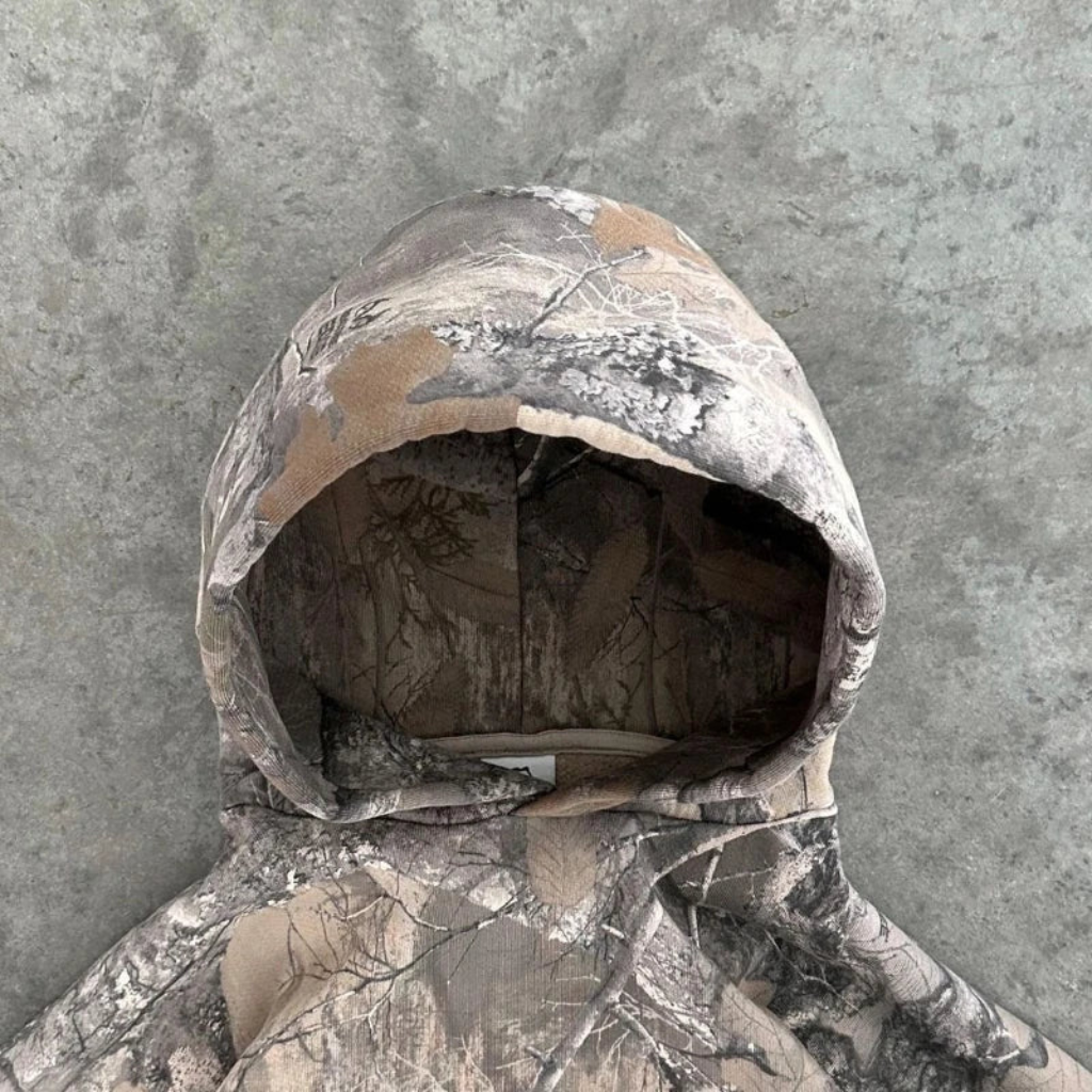 Camo Hoodie Oversized - Zip Up Camouflage Sweatshirt-Tithesource-
