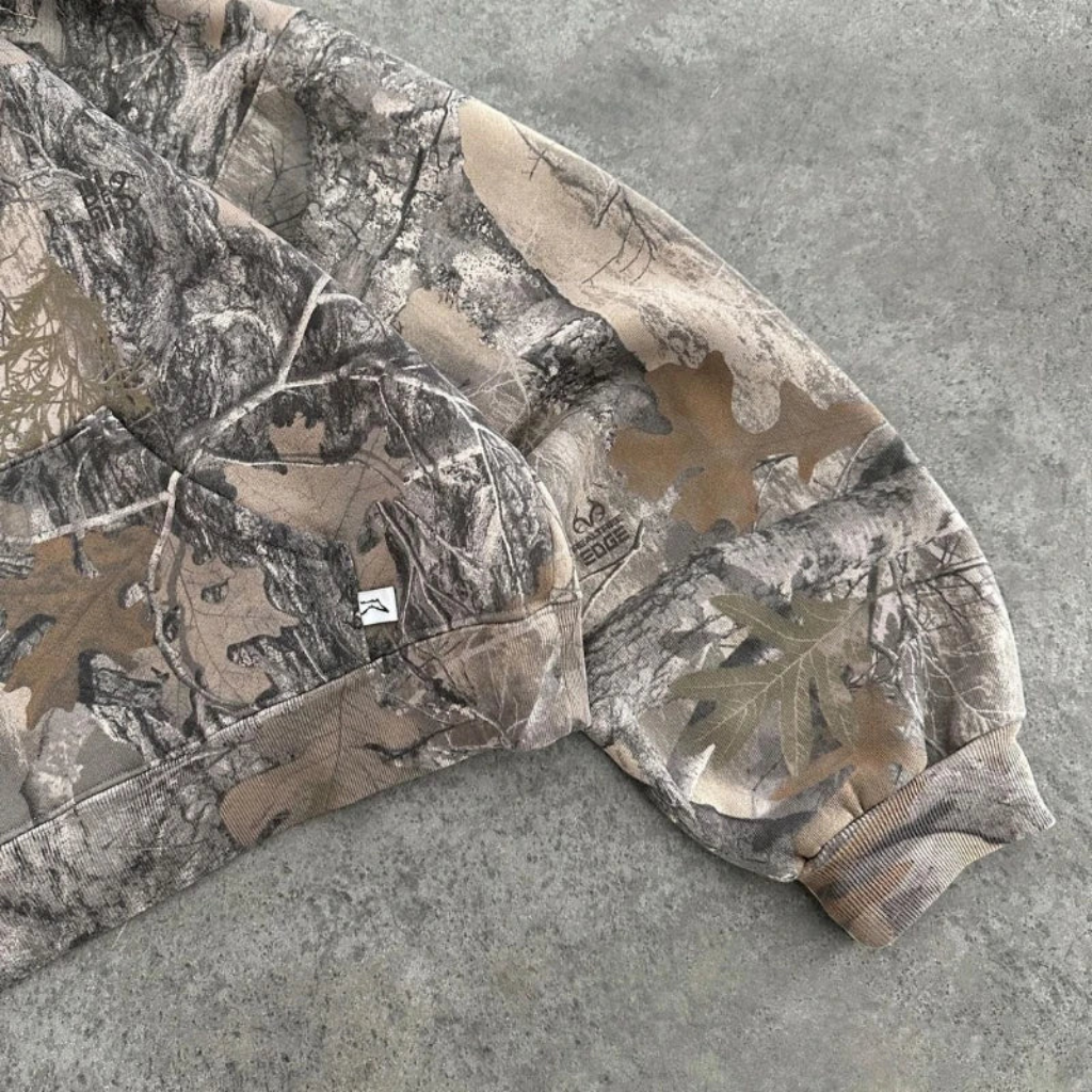 Camo Hoodie Oversized - Zip Up Camouflage Sweatshirt-Tithesource-