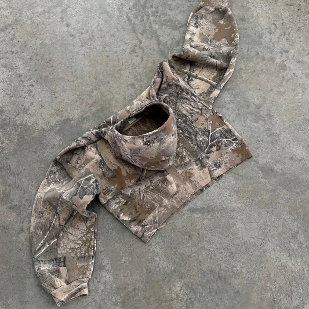 Camo Hoodie Oversized - Zip Up Camouflage Sweatshirt-Tithesource-