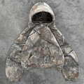 Camo Hoodie Oversized - Zip Up Camouflage Sweatshirt-Tithesource-Brown-Zip-Jacket-S