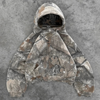 Camo Hoodie Oversized - Zip Up Camouflage Sweatshirt-Tithesource-Brown-Zip-Jacket-S