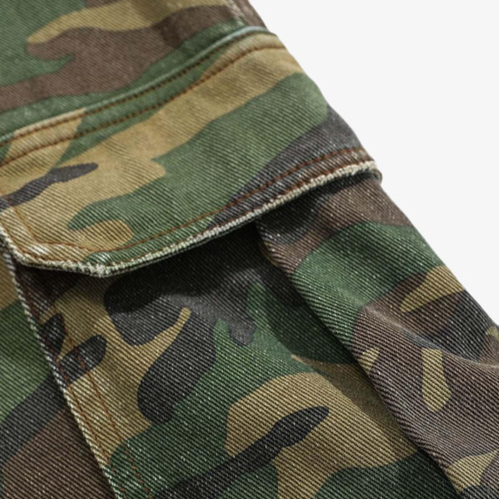 Cargo Pants Camo Baggy Wide Leg Ripped Camouflage Streetwear