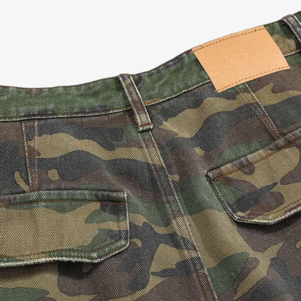 Cargo Pants Camo Baggy Wide Leg Ripped Camouflage Streetwear