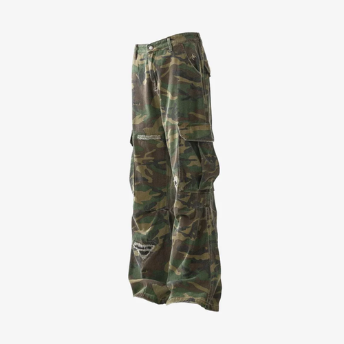 Cargo Pants Camo Baggy Wide Leg Ripped Camouflage Streetwear