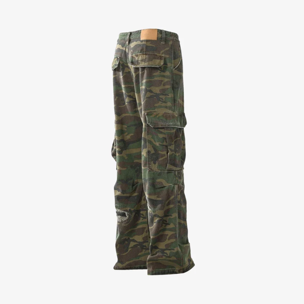Cargo Pants Camo Baggy Wide Leg Ripped Camouflage Streetwear