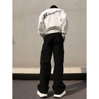 Cargo Pants Men Wide Leg Baggy Cross Print Streetwear