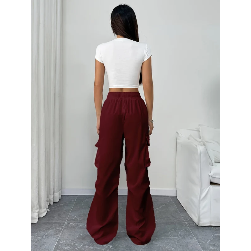 Cargo Pants Women Parachute Wide Leg Drawstring Baggy Streetwear