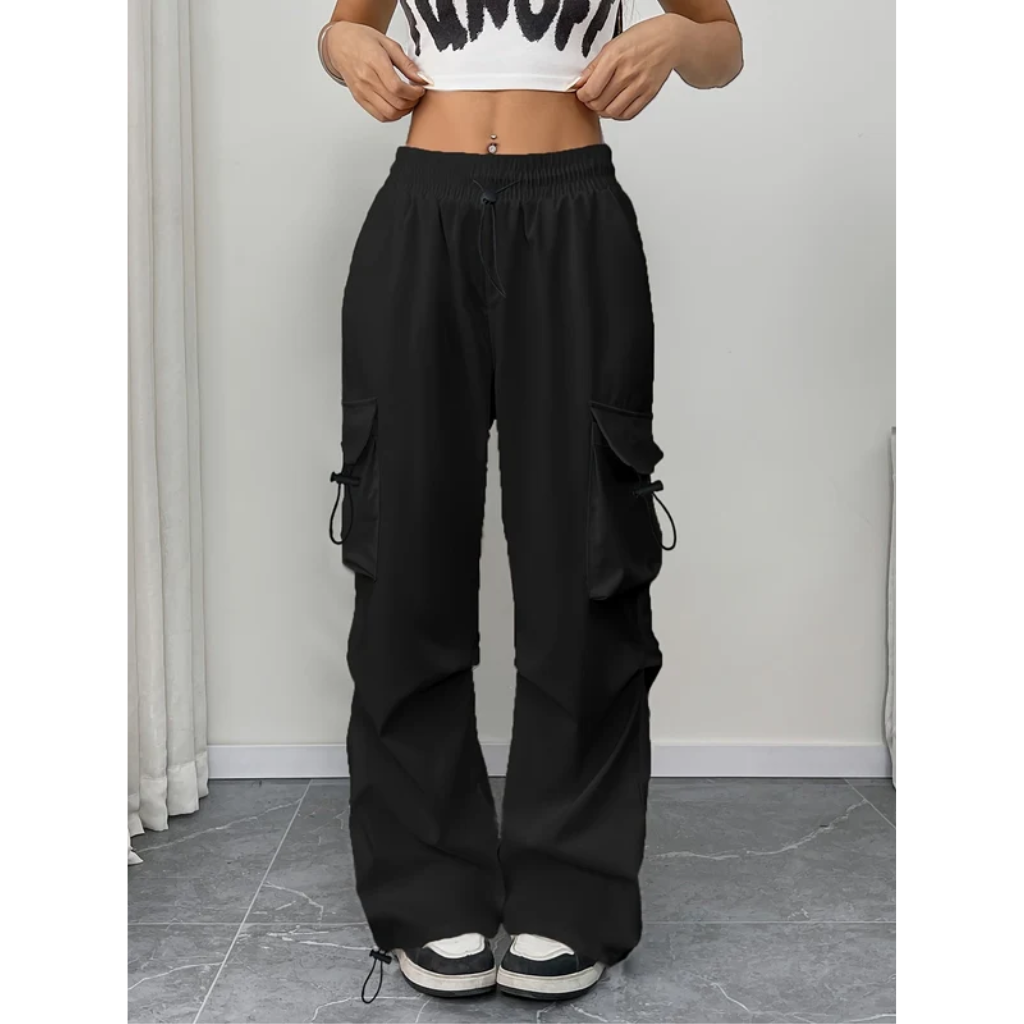 Cargo Pants Women Parachute Wide Leg Drawstring Baggy Streetwear