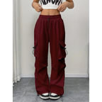Cargo Pants Women Parachute Wide Leg Drawstring Baggy Streetwear